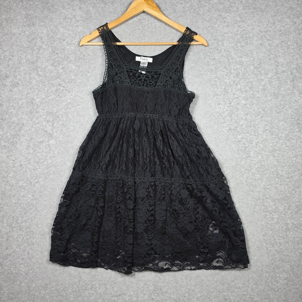 Vintage Pinky Mini Dress Womens Small Black Lace Fairy Grunge Dark Coquette Y2K